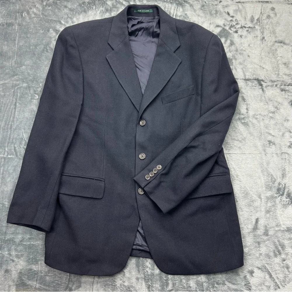Ralph Lauren 40R Men's Black‎ Blazer Sport Coat Jacket 100% Wool 3 Button